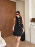 Women Sleeveless Button Down Tops With Mini Skirts Sets